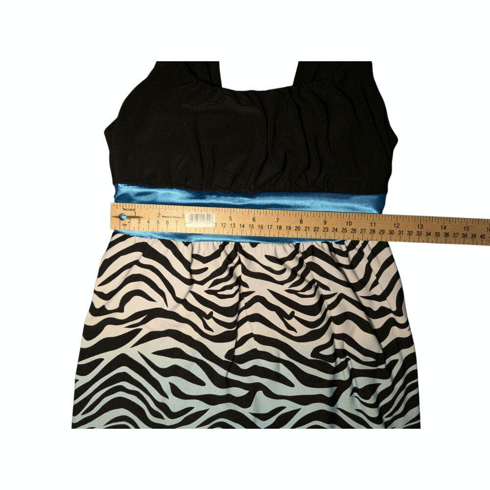 Rare Editions Girls Black & Blue Ombre Zebra Stripe Empire Waist Dress Size 7/8 - Picture 10 of 12